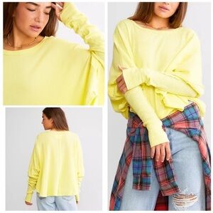 NWOT Free People Microphone Drop Thermal Size in Lemon Grass Size Medium